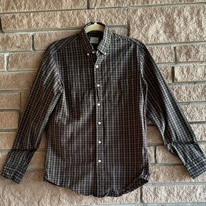 Men’s J.Crew Blue & Green Plaid Button-Down Shirt | Stretch Cotton | Size Small